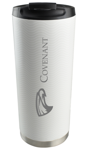 Travel Coffee Mug - White Wave Pattern