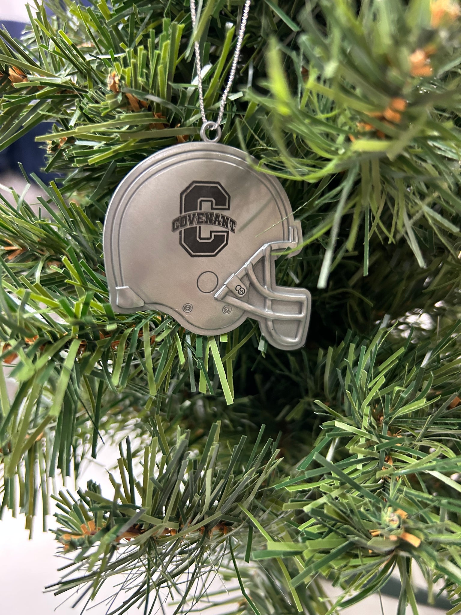 Christmas Ornament - Silver Football Helmet