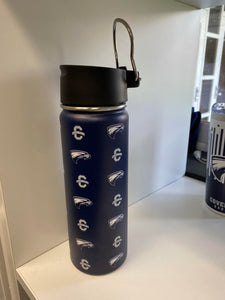 Water Bottle - Insulated 20 oz Navy with repeating logos